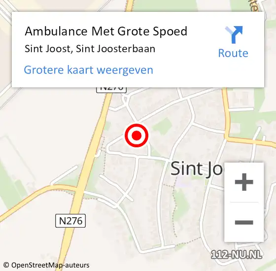 Locatie op kaart van de 112 melding: Ambulance Met Grote Spoed Naar Sint Joost, Sint Joosterbaan op 12 januari 2015 20:50