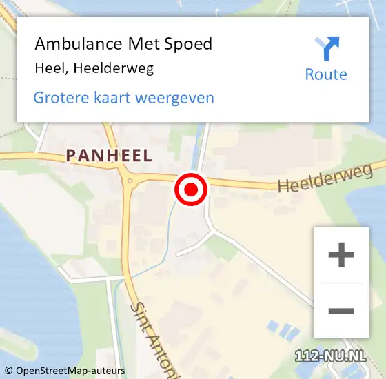 Locatie op kaart van de 112 melding: Ambulance Met Spoed Naar Heel, Heelderweg op 12 januari 2015 21:29