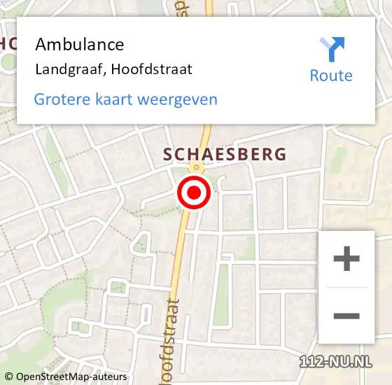 Locatie op kaart van de 112 melding: Ambulance Landgraaf, Hoofdstraat op 12 januari 2015 21:31