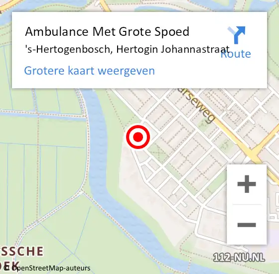 Locatie op kaart van de 112 melding: Ambulance Met Grote Spoed Naar 's-Hertogenbosch, Hertogin Johannastraat op 12 januari 2015 22:12