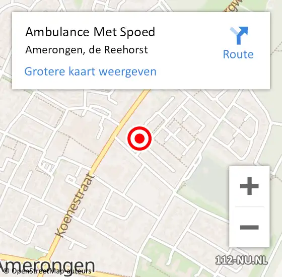 Locatie op kaart van de 112 melding: Ambulance Met Spoed Naar Amerongen, de Reehorst op 13 januari 2015 01:56