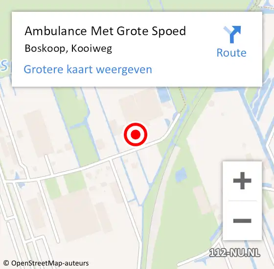 Locatie op kaart van de 112 melding: Ambulance Met Grote Spoed Naar Boskoop, Kooiweg op 13 januari 2015 01:58