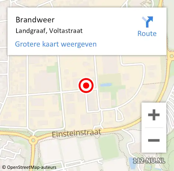 Locatie op kaart van de 112 melding: Brandweer Landgraaf, Voltastraat op 13 januari 2015 04:22