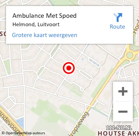 Locatie op kaart van de 112 melding: Ambulance Met Spoed Naar Helmond, Luitvoort op 13 januari 2015 05:24