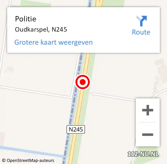 Locatie op kaart van de 112 melding: Politie Oudkarspel, N245 op 13 januari 2015 05:35