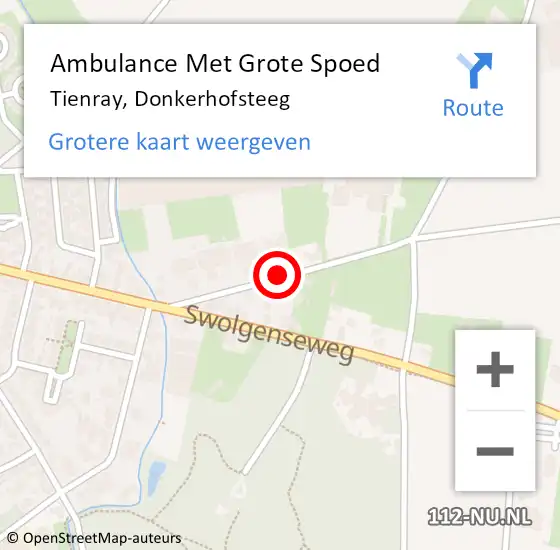 Locatie op kaart van de 112 melding: Ambulance Met Grote Spoed Naar Tienray, Donkerhofsteeg op 13 januari 2015 06:48