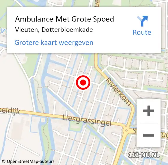 Locatie op kaart van de 112 melding: Ambulance Met Grote Spoed Naar Vleuten, Dotterbloemkade op 13 januari 2015 06:55