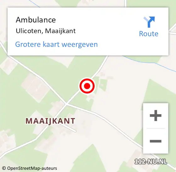 Locatie op kaart van de 112 melding: Ambulance Ulicoten, Maaijkant op 13 januari 2015 08:15