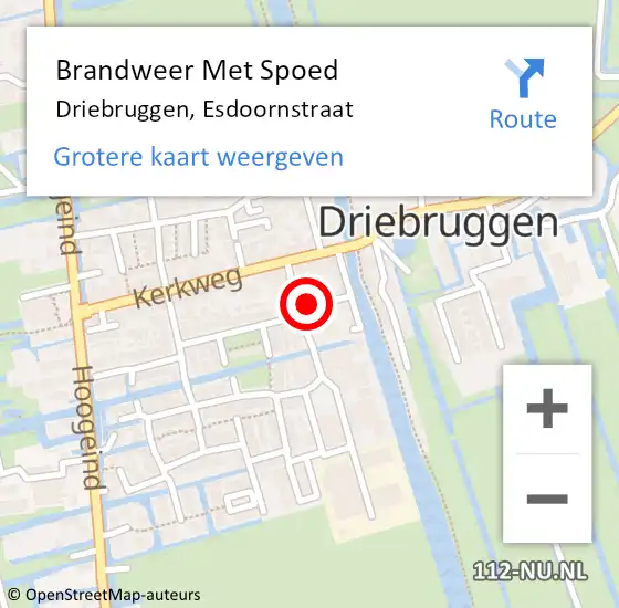 Locatie op kaart van de 112 melding: Brandweer Met Spoed Naar Driebruggen, Esdoornstraat op 13 januari 2015 09:05