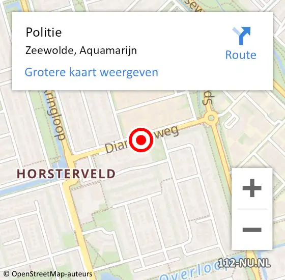 Locatie op kaart van de 112 melding: Politie Zeewolde, Aquamarijn op 13 januari 2015 09:10