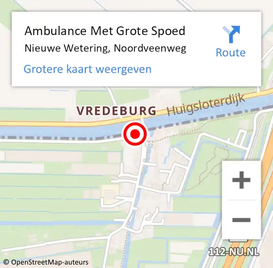 Locatie op kaart van de 112 melding: Ambulance Met Grote Spoed Naar Nieuwe Wetering, Noordveenweg op 13 januari 2015 09:13