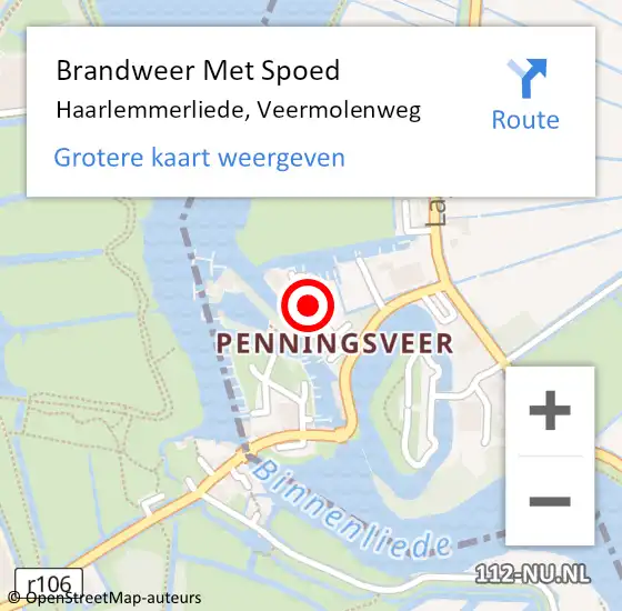 Locatie op kaart van de 112 melding: Brandweer Met Spoed Naar Haarlemmerliede, Veermolenweg op 10 september 2013 21:06