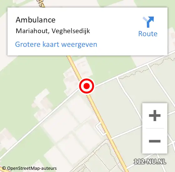 Locatie op kaart van de 112 melding: Ambulance Mariahout, Veghelsedijk op 13 januari 2015 09:52