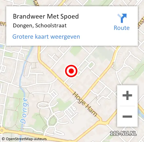 Locatie op kaart van de 112 melding: Brandweer Met Spoed Naar Dongen, Schoolstraat op 13 januari 2015 10:08