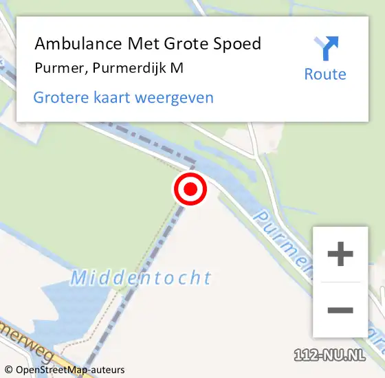 Locatie op kaart van de 112 melding: Ambulance Met Grote Spoed Naar Purmer, Purmerdijk M op 13 januari 2015 10:16