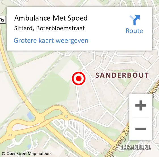 Locatie op kaart van de 112 melding: Ambulance Met Spoed Naar Sittard, Boterbloemstraat op 13 januari 2015 10:28