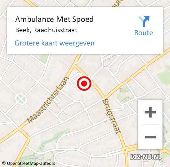 Locatie op kaart van de 112 melding: Ambulance Met Spoed Naar Beek, Raadhuisstraat op 13 januari 2015 11:26