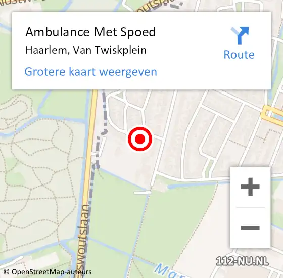 Locatie op kaart van de 112 melding: Ambulance Met Spoed Naar Haarlem, Van Twiskplein op 13 januari 2015 11:29