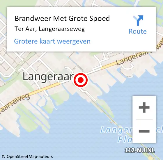 Locatie op kaart van de 112 melding: Brandweer Met Grote Spoed Naar Ter Aar, Langeraarseweg op 13 januari 2015 11:44