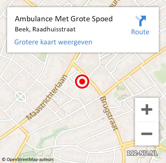 Locatie op kaart van de 112 melding: Ambulance Met Grote Spoed Naar Beek, Raadhuisstraat op 13 januari 2015 11:49