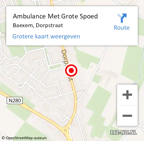 Locatie op kaart van de 112 melding: Ambulance Met Grote Spoed Naar Baexem, Dorpstraat op 13 januari 2015 12:16