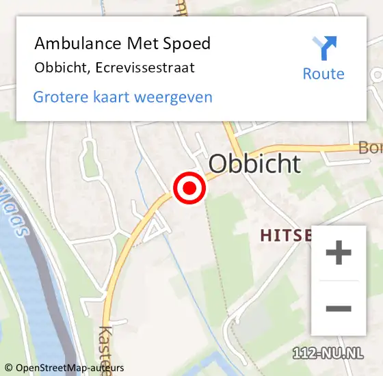 Locatie op kaart van de 112 melding: Ambulance Met Spoed Naar Obbicht, Ecrevissestraat op 13 januari 2015 12:25
