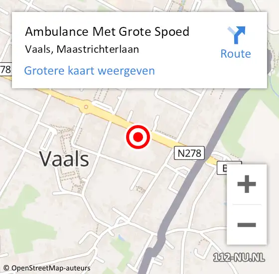 Locatie op kaart van de 112 melding: Ambulance Met Grote Spoed Naar Vaals, Maastrichterlaan op 13 januari 2015 12:33