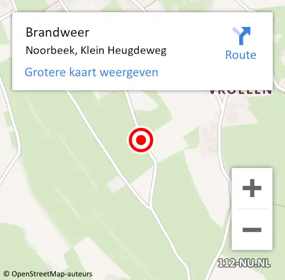 Locatie op kaart van de 112 melding: Brandweer Noorbeek, Klein Heugdeweg op 13 januari 2015 13:14