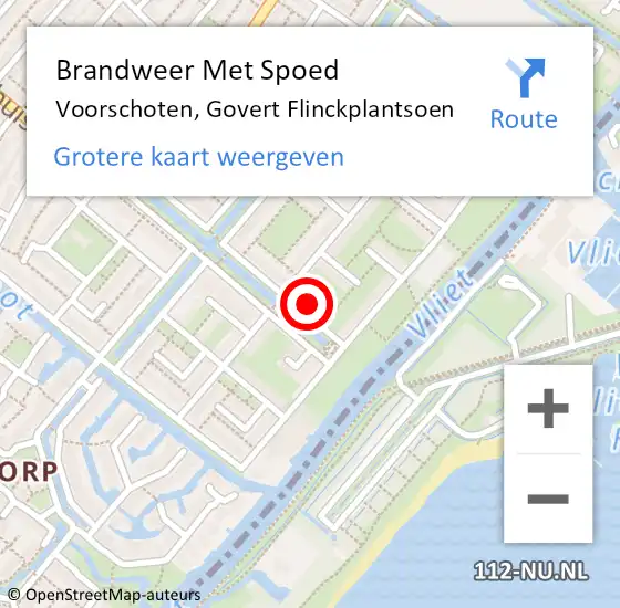 Locatie op kaart van de 112 melding: Brandweer Met Spoed Naar Voorschoten, Govert Flinckplantsoen op 27 oktober 2013 15:34