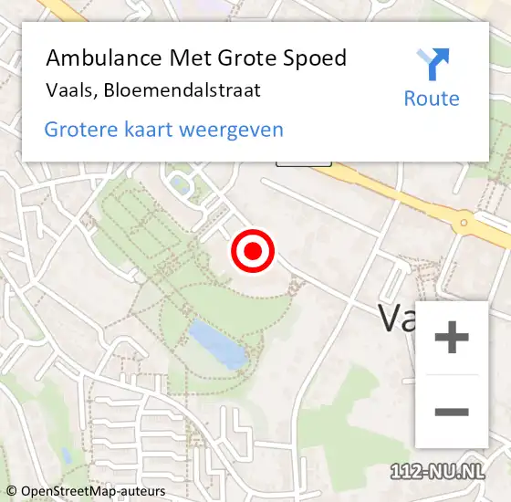 Locatie op kaart van de 112 melding: Ambulance Met Grote Spoed Naar Vaals, Bloemendalstraat op 13 januari 2015 14:13