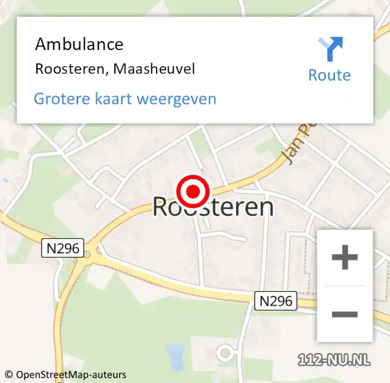 Locatie op kaart van de 112 melding: Ambulance Roosteren, Maasheuvel op 13 januari 2015 15:27