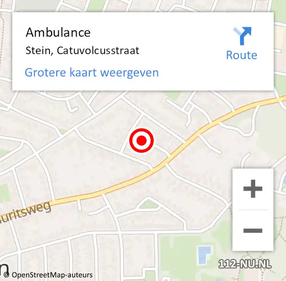 Locatie op kaart van de 112 melding: Ambulance Stein, Catuvolcusstraat op 13 januari 2015 16:11