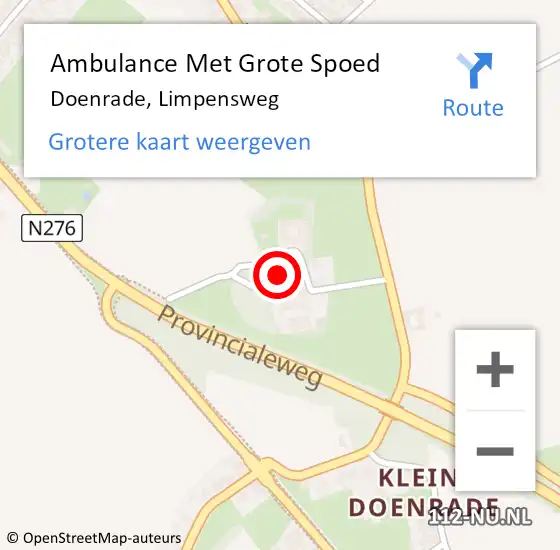 Locatie op kaart van de 112 melding: Ambulance Met Grote Spoed Naar Doenrade, Limpensweg op 13 januari 2015 16:32