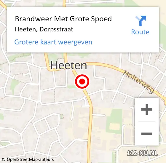 Locatie op kaart van de 112 melding: Brandweer Met Grote Spoed Naar Heeten, Dorpsstraat op 13 januari 2015 16:42