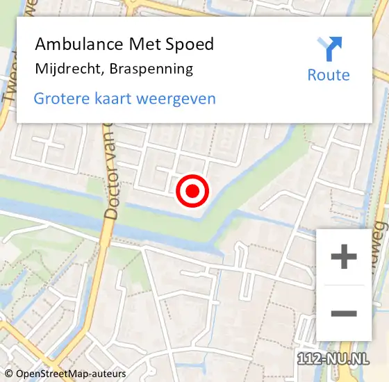 Locatie op kaart van de 112 melding: Ambulance Met Spoed Naar Mijdrecht, Braspenning op 13 januari 2015 16:52