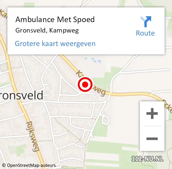 Locatie op kaart van de 112 melding: Ambulance Met Spoed Naar Gronsveld, Kampweg op 13 januari 2015 17:29