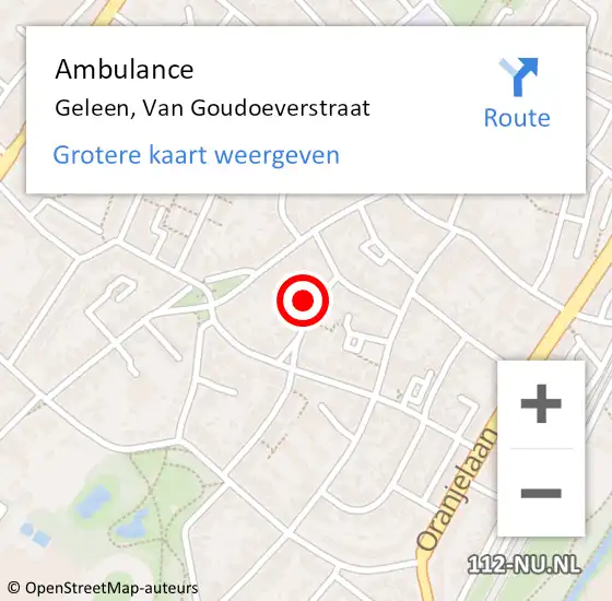 Locatie op kaart van de 112 melding: Ambulance Geleen, Van Goudoeverstraat op 13 januari 2015 17:43