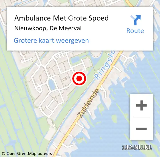 Locatie op kaart van de 112 melding: Ambulance Met Grote Spoed Naar Nieuwkoop, De Meerval op 13 januari 2015 17:44