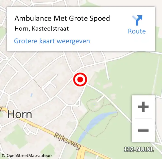 Locatie op kaart van de 112 melding: Ambulance Met Grote Spoed Naar Horn, Kasteelstraat op 13 januari 2015 18:23