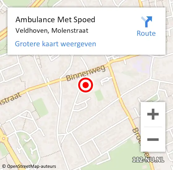 Locatie op kaart van de 112 melding: Ambulance Met Spoed Naar Veldhoven, Molenstraat op 13 januari 2015 18:25