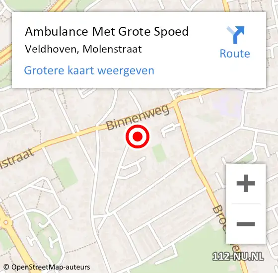 Locatie op kaart van de 112 melding: Ambulance Met Grote Spoed Naar Veldhoven, Molenstraat op 13 januari 2015 18:29