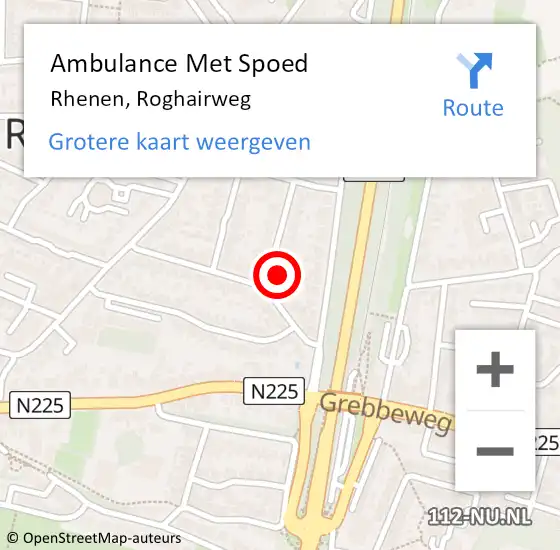 Locatie op kaart van de 112 melding: Ambulance Met Spoed Naar Rhenen, Roghairweg op 13 januari 2015 19:25