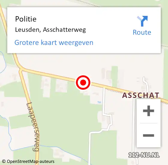 Locatie op kaart van de 112 melding: Politie Achterveld, Asschatterweg op 13 januari 2015 20:15