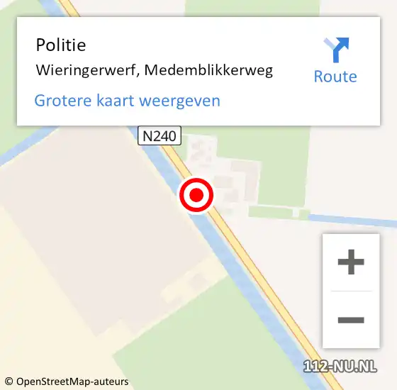 Locatie op kaart van de 112 melding: Politie Wieringerwerf, Medemblikkerweg op 13 januari 2015 20:18