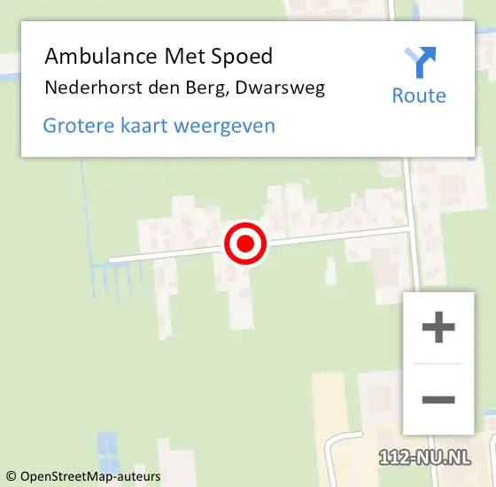 Locatie op kaart van de 112 melding: Ambulance Met Spoed Naar Nederhorst den Berg, Dwarsweg op 27 oktober 2013 16:23