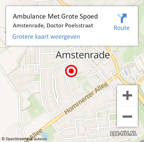 Locatie op kaart van de 112 melding: Ambulance Met Grote Spoed Naar Amstenrade, Doctor Poelsstraat op 13 januari 2015 21:34