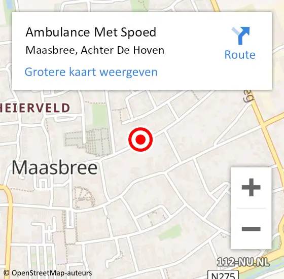 Locatie op kaart van de 112 melding: Ambulance Met Spoed Naar Maasbree, Achter De Hoven op 13 januari 2015 21:49