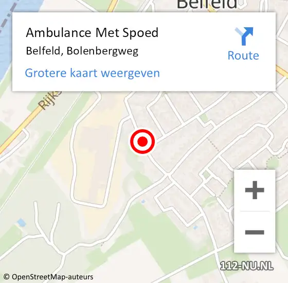 Locatie op kaart van de 112 melding: Ambulance Met Spoed Naar Belfeld, Bolenbergweg op 13 januari 2015 21:58