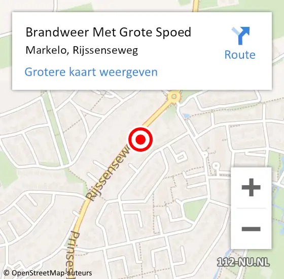 Locatie op kaart van de 112 melding: Brandweer Met Grote Spoed Naar Markelo, Rijssenseweg op 13 januari 2015 22:51