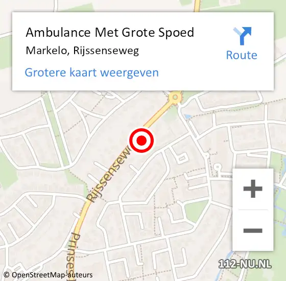 Locatie op kaart van de 112 melding: Ambulance Met Grote Spoed Naar Markelo, Rijssenseweg op 13 januari 2015 23:01